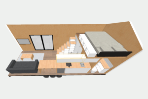 7.2 m tiny home on wheels with loft bedroom